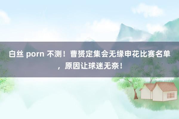 白丝 porn 不测！曹赟定集会无缘申花比赛名单，原因让球迷无奈！